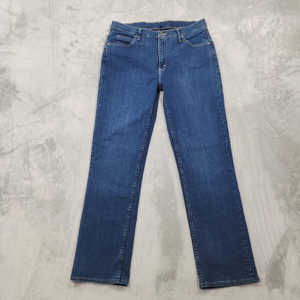 Riders By Lee Jeans Womens 14 Blue Mid Rise Straight Leg Stretch Denim Casual